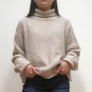 Nordstrom Tan Turtleneck Chunky Knit Sweater